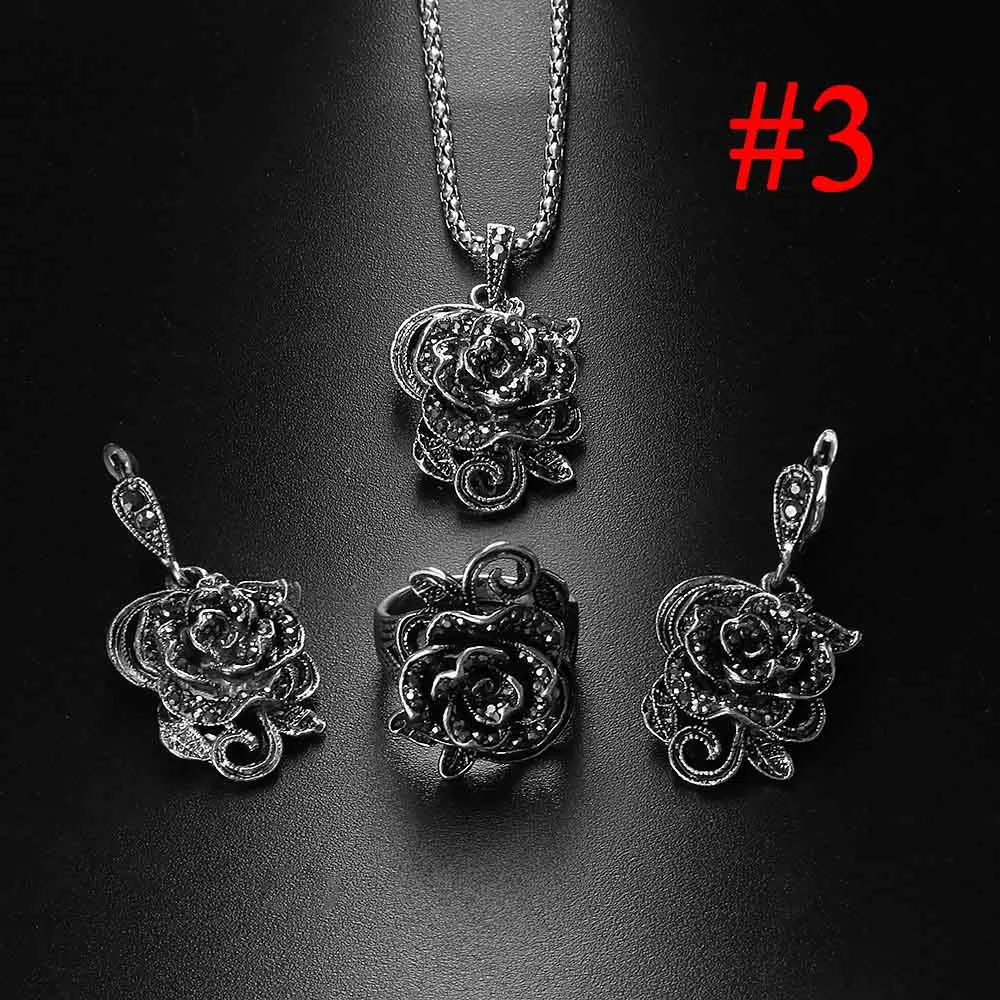 1 комплект, модное ожерелье со стразами, серьги, браслет, кольцо, набор, кристалл, женский свадебный ювелирный набор - Окраска металла: 3