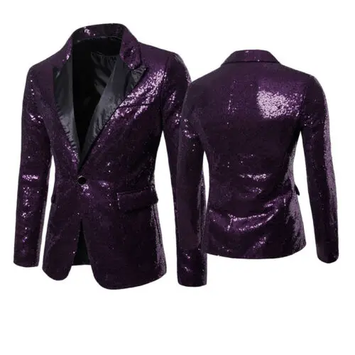

Women's Shiny Sequins Suit Jacket Blazer One Button Party Wedding Banquet Women's Coat Slim Fit Sequins Dance Blazer Jacket