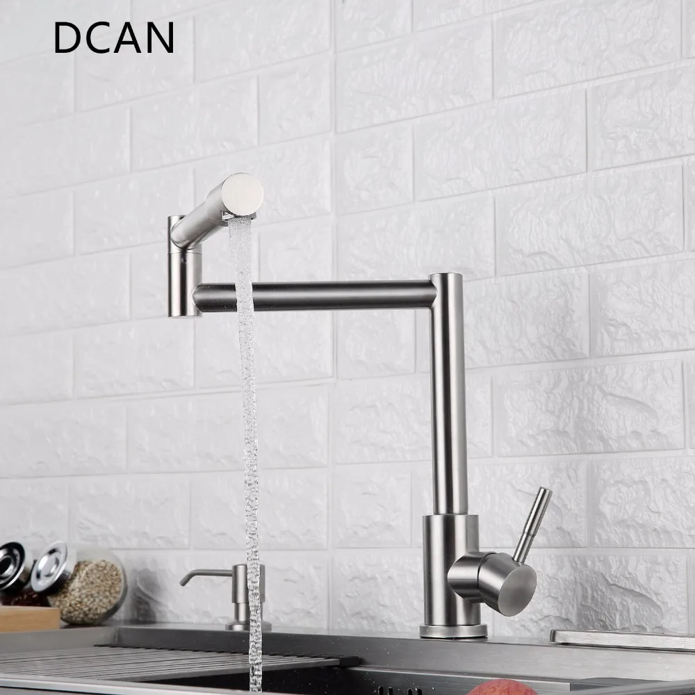  DCAN Kitchen Faucet 720 Degree Swivel Stainless Steel Sink Faucet Universal Single Handle Hot and C - 32892054789