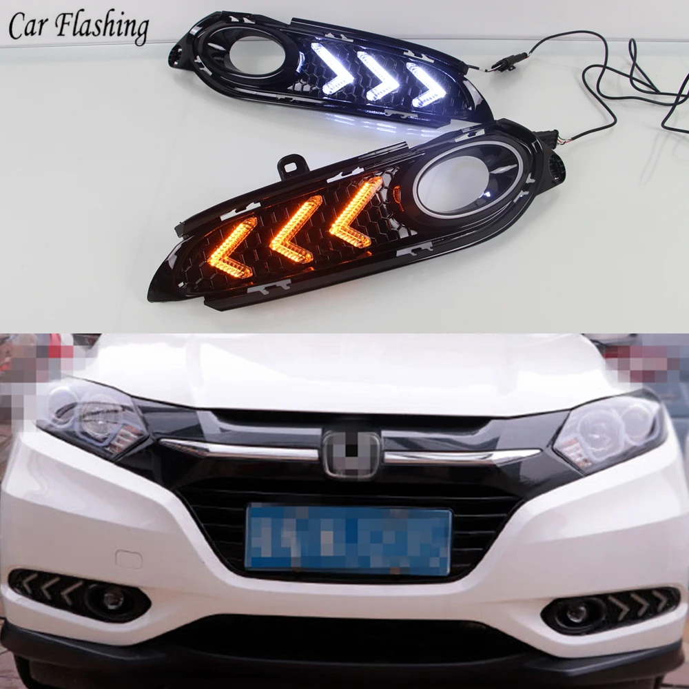 CSGJMY 1 Набор для Honda HRV HR-V Vezel 2014 2015 2016 2017 2018 DRL Дневной ходовой светильник s с сигналом