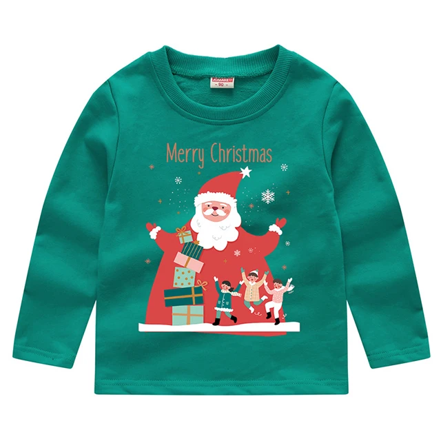 New Baby Girls Christmas Sweatshirts Autumn Winter Children Sweatshirts Long Sleeves Sweatshirts T-shirt Kids Clothes - Цвет: Green