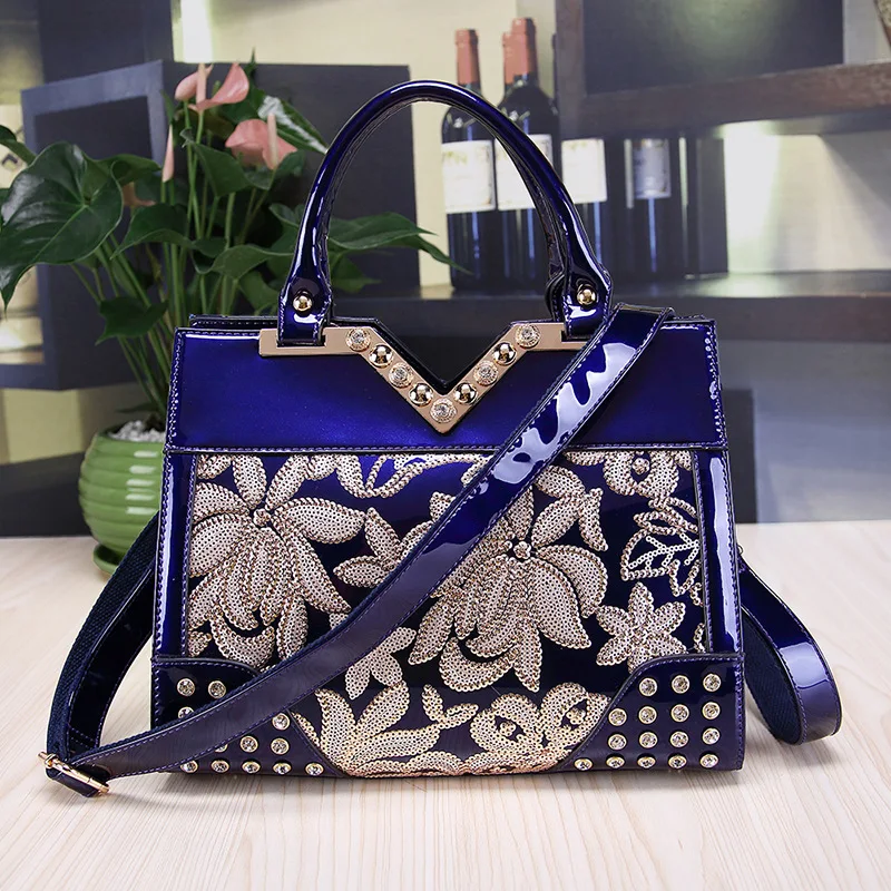

2019 New Women Bag Patent Leather Cowhide Lady's Handbag Elegant Luxury Designer Shoulder Bag