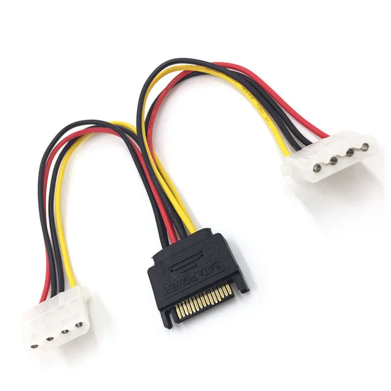 15 Pin SATA Male to 2 Female 4 Molex IDE HDD силовой кабель жесткого диска|Компьютерные кабели и