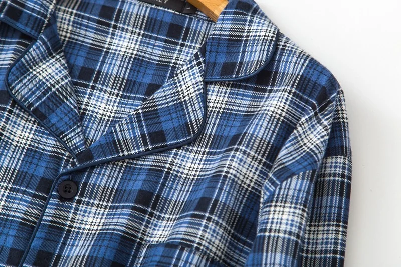 Модная клетчатая Пижама Мужские пижамные комплекты зимняя пижама с длинными рукавами 100% хлопчатобумажные пижамы мужчины элегантность