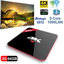 TV Box 3g 64g Amlogic S912 Octa Core CPU DDR4 2 4g 5 8g doppio di