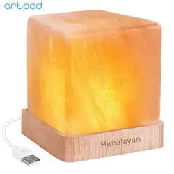 Artpad USB светодио дный перезаряжаемые светодиодный мини натуральный гималайский кристалл соляная лампа очиститель воздуха Cube ночник с