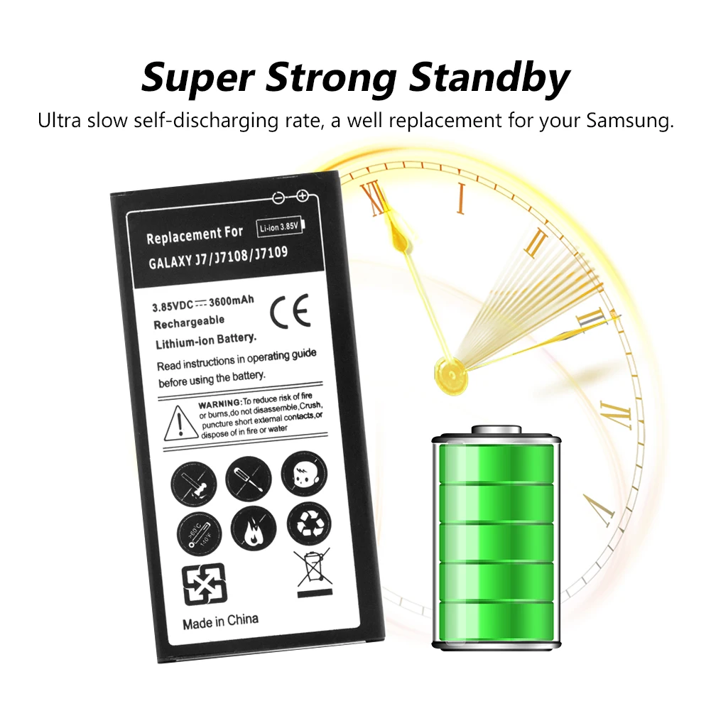 Батарея для samsung Galaxy J7 J7108 J7109 J710K J710H J710FN EB-BJ710CBA Lipo Li-Po литий-полимерная аккумуляторная батарея