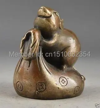 

Chinese Old Brass Handwork Hammered Mouse Exorcist God Of Wealth Statue