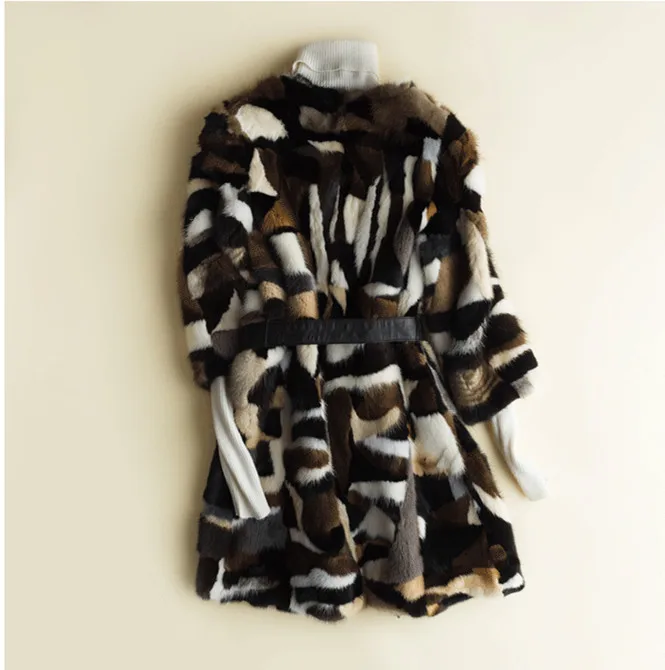 Best 2019 New Arrival Patchwork Mixed Colors True Natural Real Mink Fur Coat Genuine Mink Fur Jakcet FREE SHIPPING JN479 1