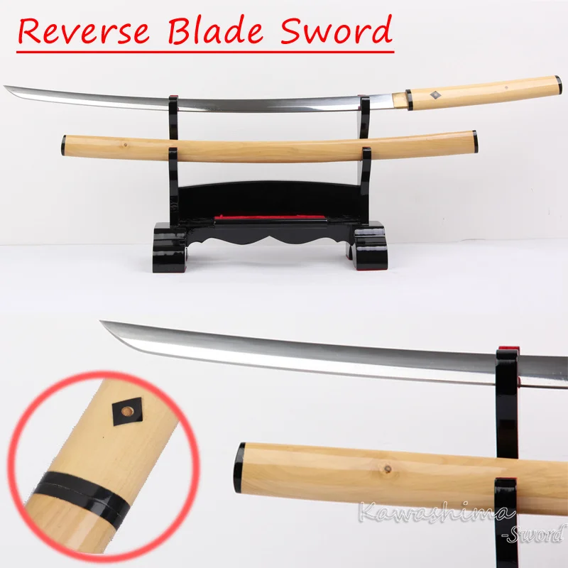 

Reverse Blade Sword Shirasaya Katana 1095 Steel Clay Tempered Ronin Swords Full Tang Sharpness Ready For Cutting Bamboo