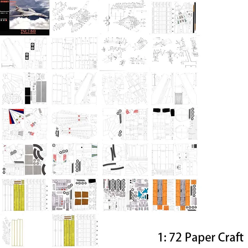 DIY Туполев Tu-160 блэкджек бомбардировщик Крафт Бумажная модель самолет 3D DIY обучающие игрушки ручной работы игра-головоломка для взрослых - Цвет: 1 72 Scale