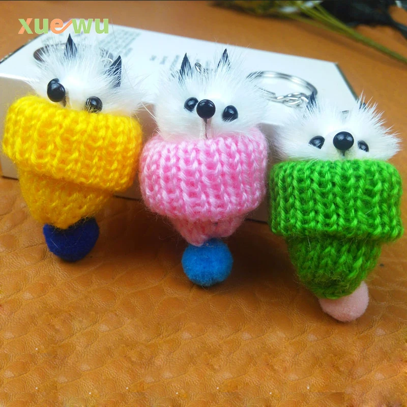 

rabbit bunny fur pom pom keychain Crystal cartoon Dolls pompom Key chain Woman bag car Charm pendant