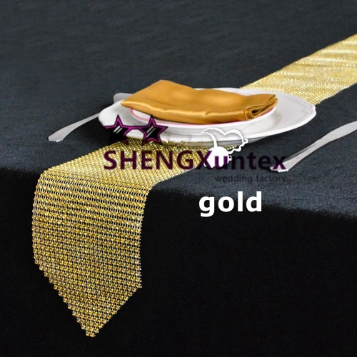 Gold Color Diamond Plastic Table Runner For Decorationin Table Runners