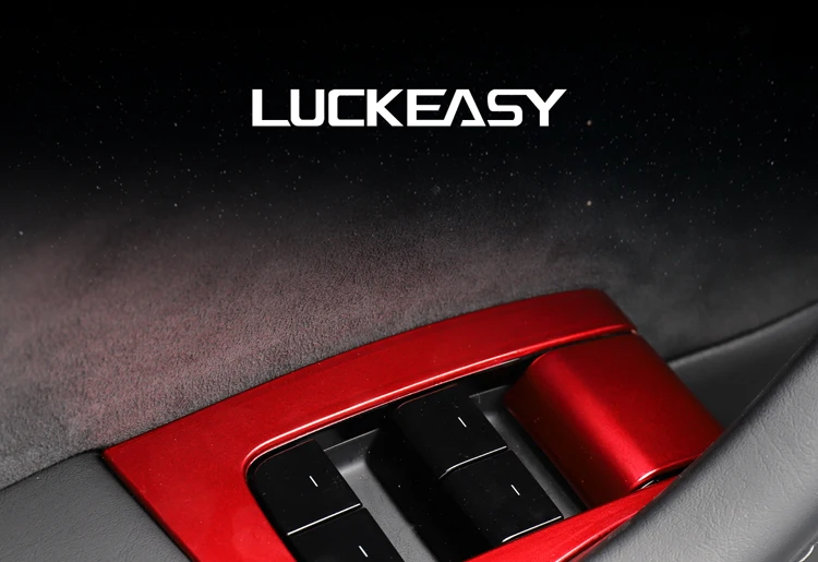 LUCKEASY окна автомобиля кнопки изменение ABS патч для Tesla модель 3- самолет версия Красный Белый подъюбник 6 шт./компл