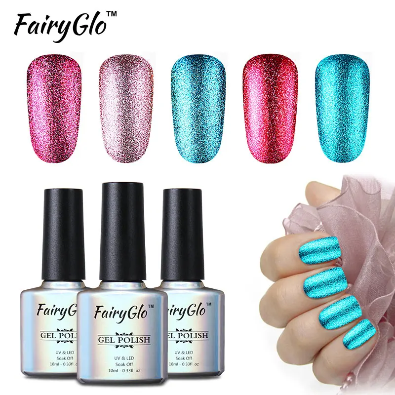 FairyGlo 10ML Bling Gel Polish UV Soak OFF Glitter Gel Nail Polish ...