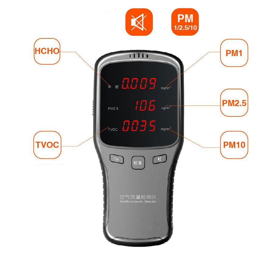 PM1.0 PM2.5 PM10 детектор формальдеида HCHO TVOC монитор Цифровой анализатор газа бытовой PM 1,0 2,5 10 детектор качества воздуха