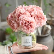 Искусственные цветы Пион Искусственные цветы украшения 5 головок пионы поддельные цветочный Декор для дома шелковые гортензии дешевые цветы