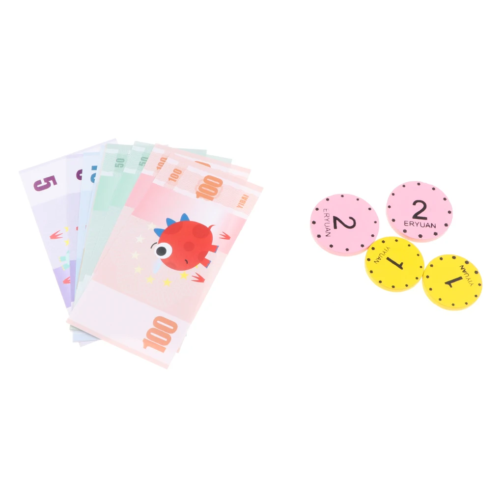 Pink Wooden Cash Register Supermarket Pretend Play Game Kids Educational Toy