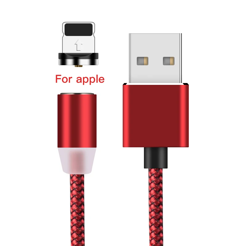 ESVNE 2m Магнитный кабель Micro Usb Typc C магнитная зарядка для Iphone lighting 2A Быстрая зарядка Usb C магнитное зарядное устройство кабель для мобильного телефона - Цвет: for Apple Red