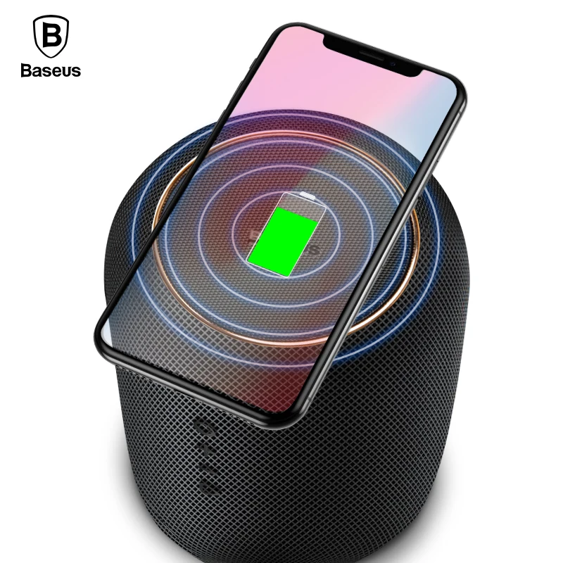 

Baseus Portable Bluetooth Speaker With Wireless Charger Fast Charging Qi Wireless Charger Speaker For IPhone X 8 Samsung S9 S8