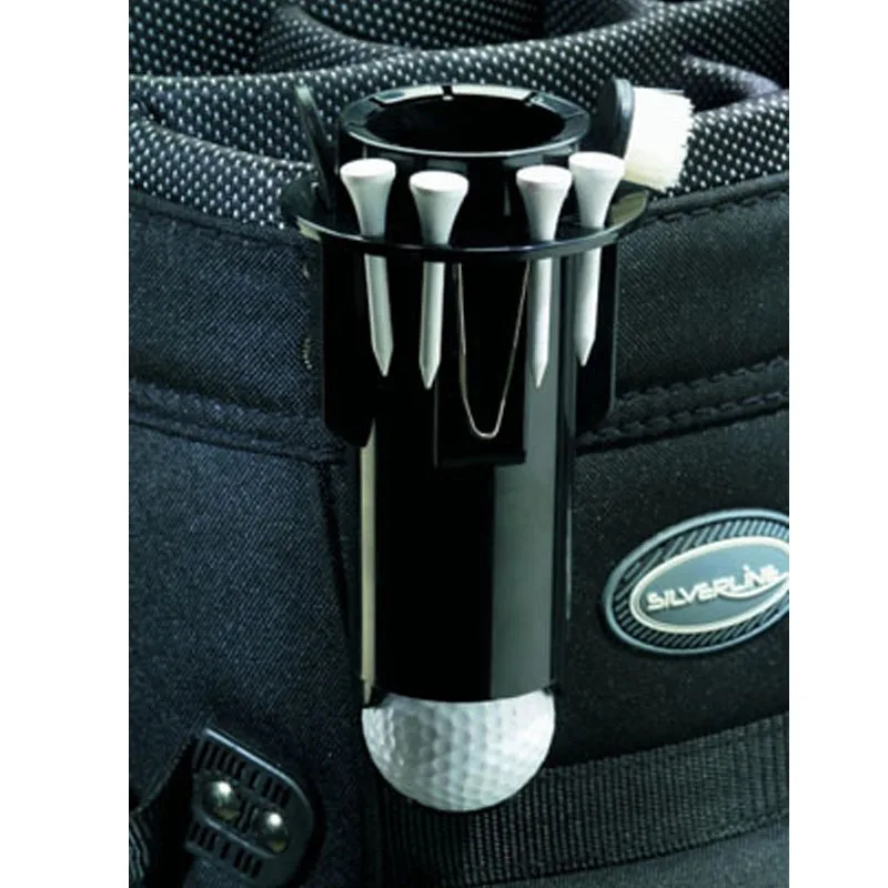 Image Golf Ball Tee Holder Golf Pro Clip Caddy with Nylon Brush Divot Tool  SS