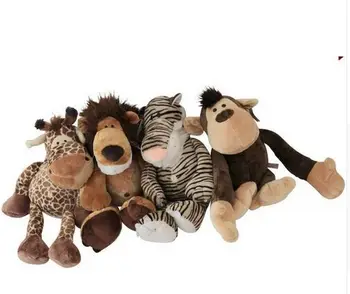 

about 25CM jungle lion, tiger ,giraffe, monkey plush toy one lot / 4 pieces, baby toy Xmas gift d2001