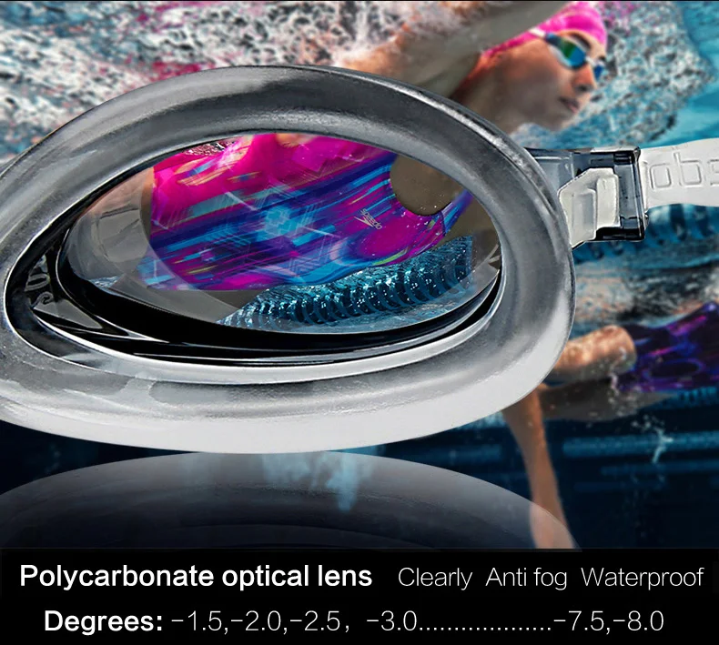 Очки для плавания Speedo, близорукость, очки для плавания, оптические очки, пульс, водонепроницаемые очки для плавания для мужчин и женщин, 150~ 800 градусов