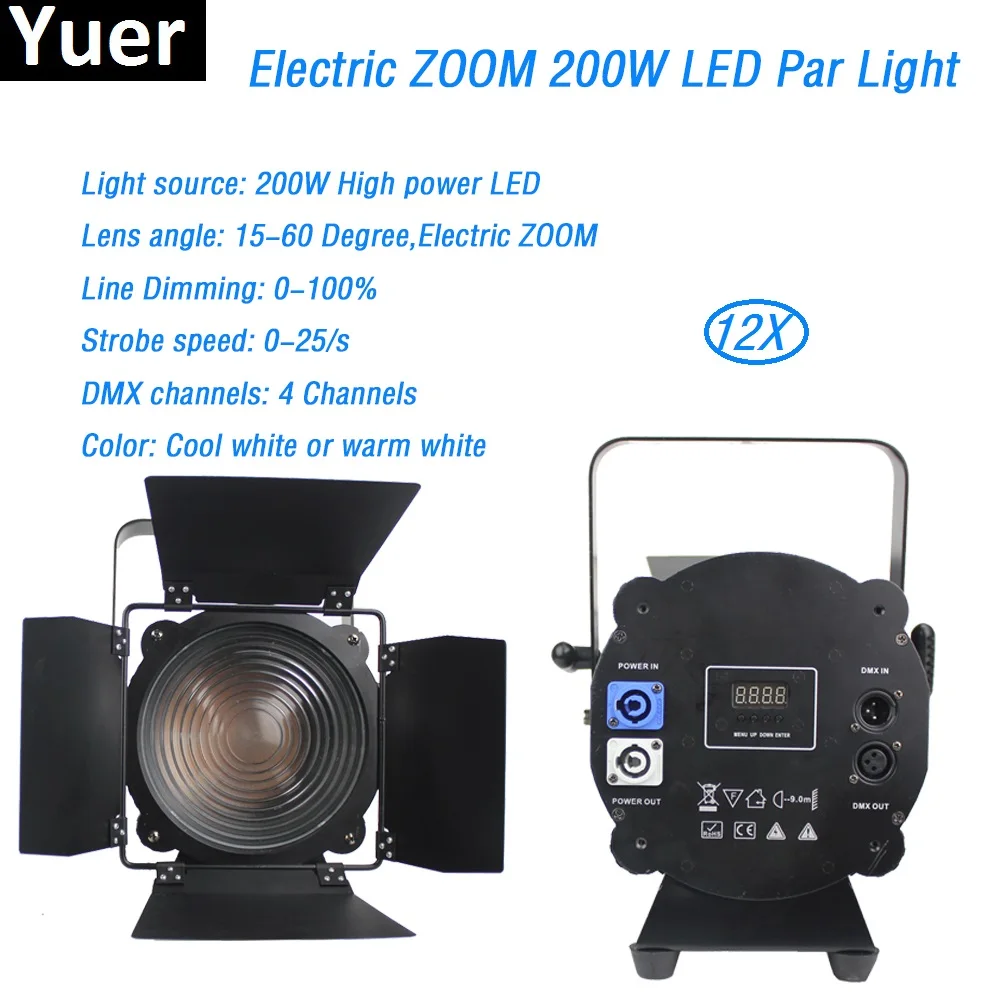 

12Pcs/Lot DMX512 stage lights led electric zoom spotlight LED par light High Power cool white warm white wash spot light for dj