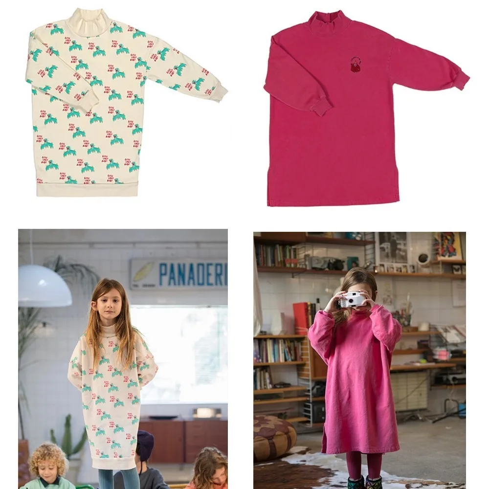 

Kids Dresses 2018 Autumn Winter Fresh Dinosaurs Girls Long Sleeve Sweatshirts Dresses Baby Children Velvet Warm Clothes