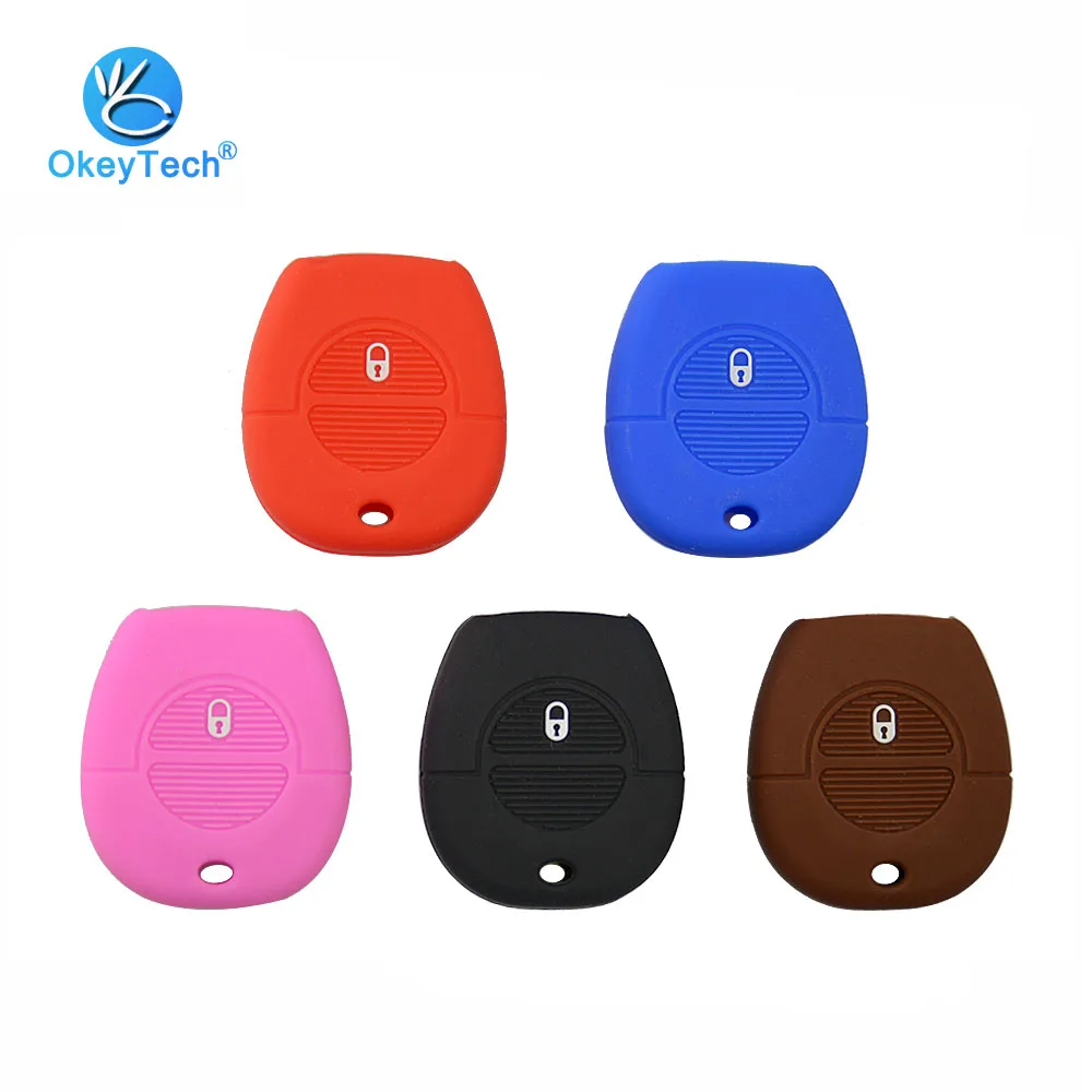 

OkeyTech 2 Button Silicone Case 2 Button Auto Car Key Cover Fob Protected Skin Holder for Nissan Micra Almera Primera X-Trail