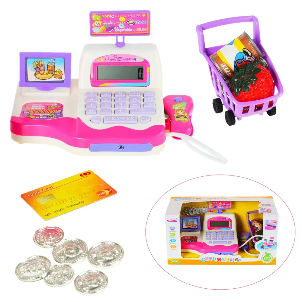 Kids Pretend Play Shopping Toy Electronic Supermarket Cash Register