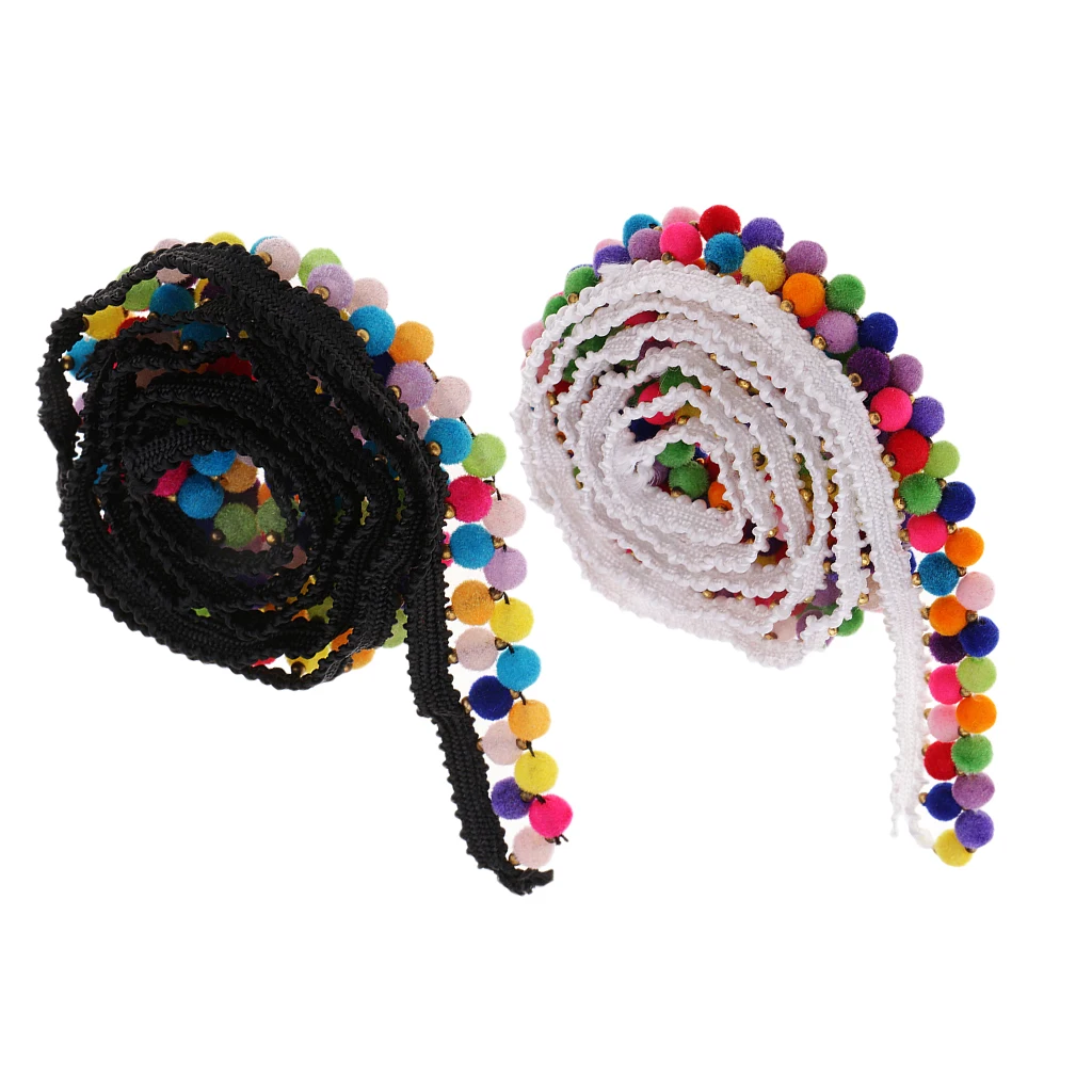 

1Yard 20mm Colored Crochet Lace Tassel Fringe Bead Ball Curtain Sofa Tablecloth Accessories Lace Trim DIY Costume Decorations