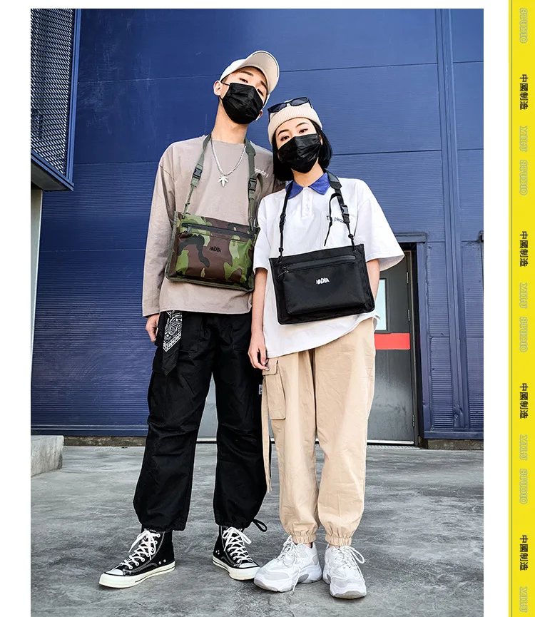 Модная сумка через грудь, холщовая для мужчин и женщин,, в стиле хип-хоп, тактическая, уличная, нагрудная сумка, короткая, для путешествий, сумка-мессенджеры