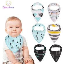Quaslover Многоразовые моющиеся детские нагрудники-бандана для новорожденных, хлопчатобумажные тканевые треугольные нагрудники, регулируемые нагрудники для кормления малышей, нагрудники для младенцев
