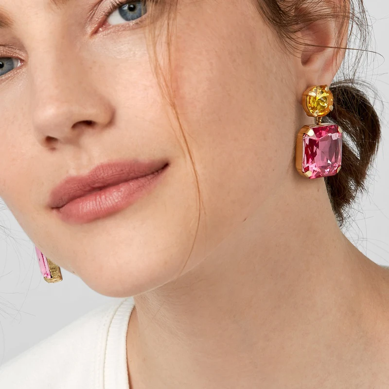 

JUJIA 11 colors good quality Wholesale jewelry vintage simple crystal statement fashion square crystal Drop Earrings for women