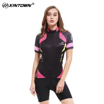 

XINTOWN Women's Cycling Jersey Set Bike Short Sleeve Shirt Summer Clothing Sportswear Tops Brief Style Sunscreen