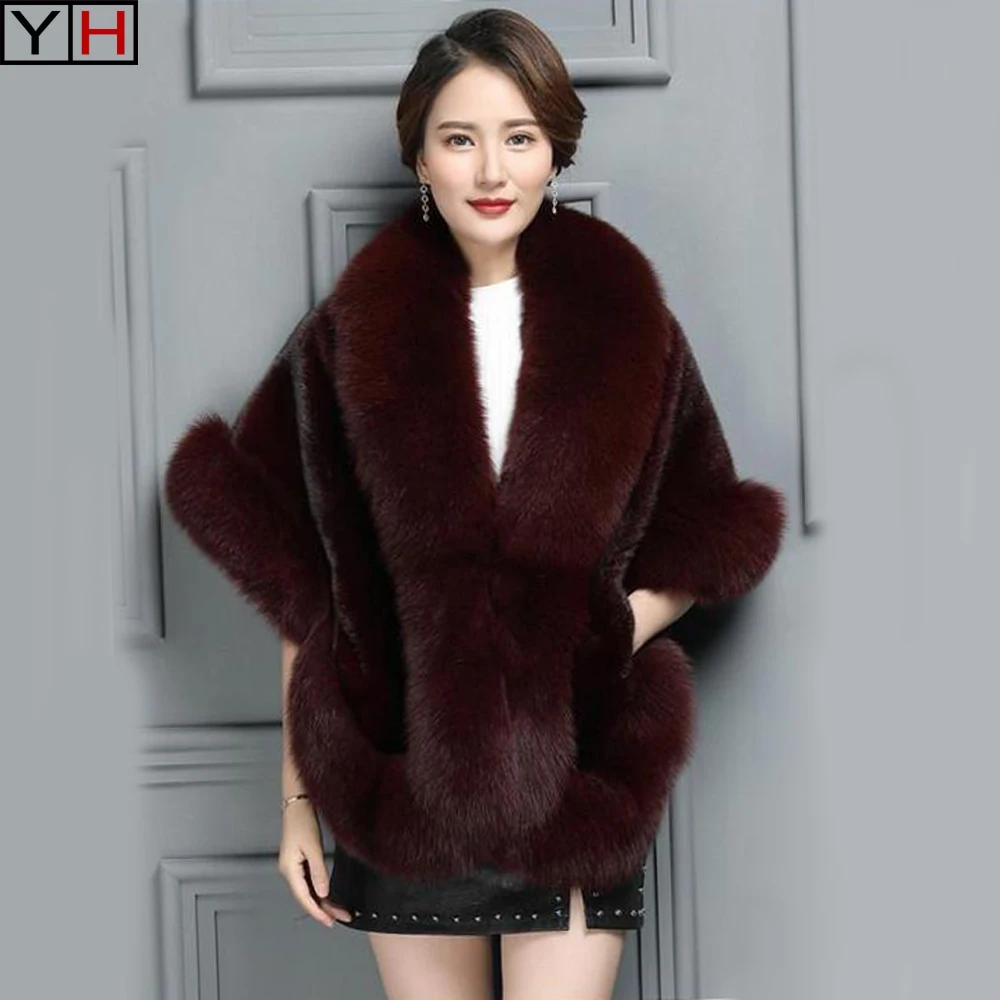 

Real Mink Fur Cape Fashion Fur Shawl Winter Women Real Mink Fur Shawl Natural Big Fox Fur Collar Shawl