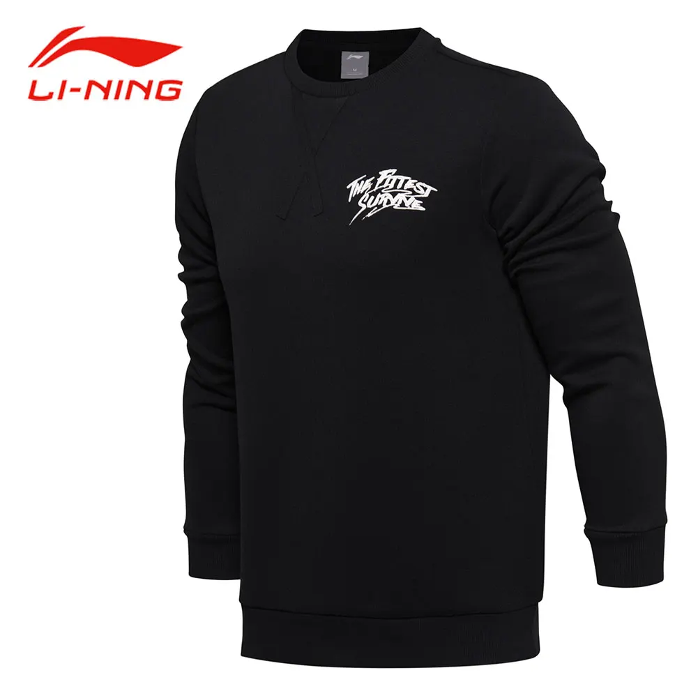 

Li-Ning Men Autumn Warm Comfort Sweater O-Neck Letter Printing Long Sleeve Tops LINING Trend Sports Fitness Sweatshirts AWDM889