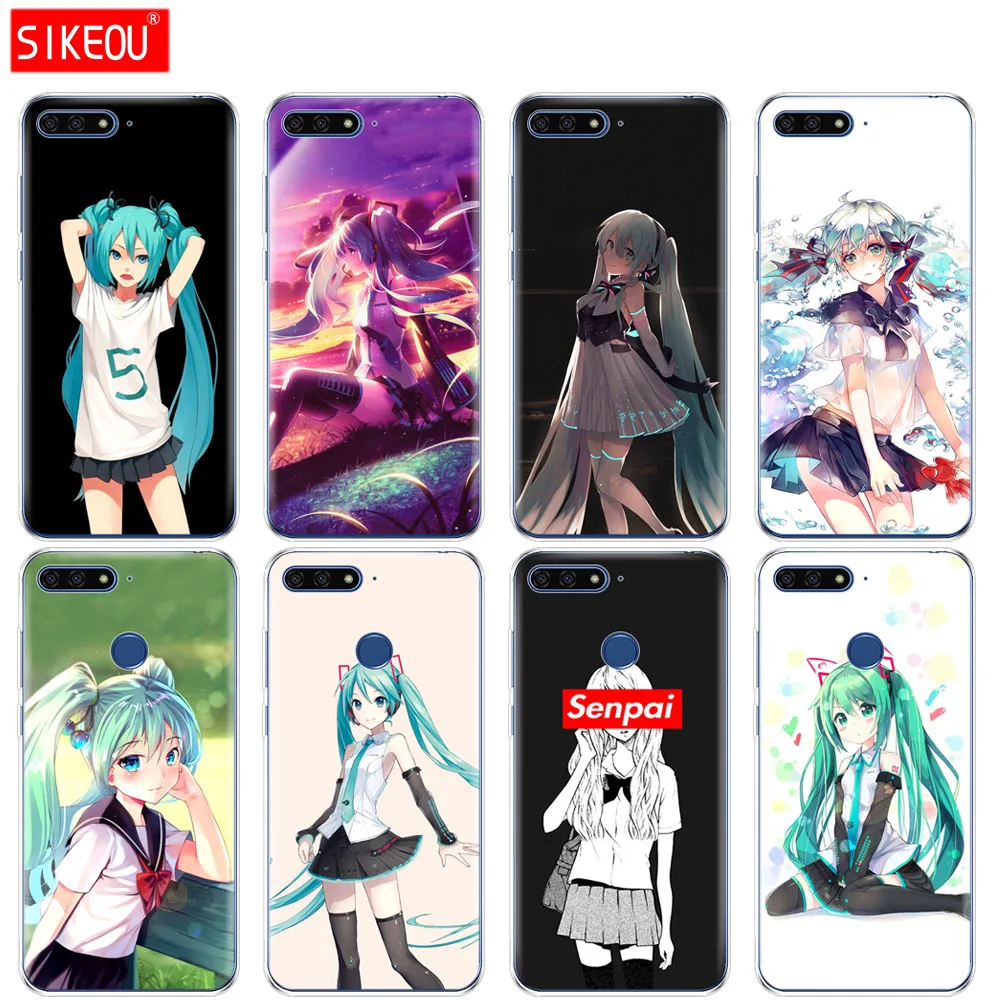 

Silicone Cover Phone Case For Huawei Honor 7A PRO 7C Y5 Y6 Y7 Y9 2017 2018 Prime Anime Girl Hatsune Miku