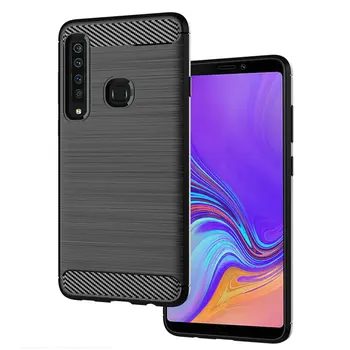 

30pcs/lot Carbon Fiber Brushed Case For Samsung Galaxy A9 2018 A7 2018 Flexiable Stripe Rubber Case For Samsung Galaxy A6S
