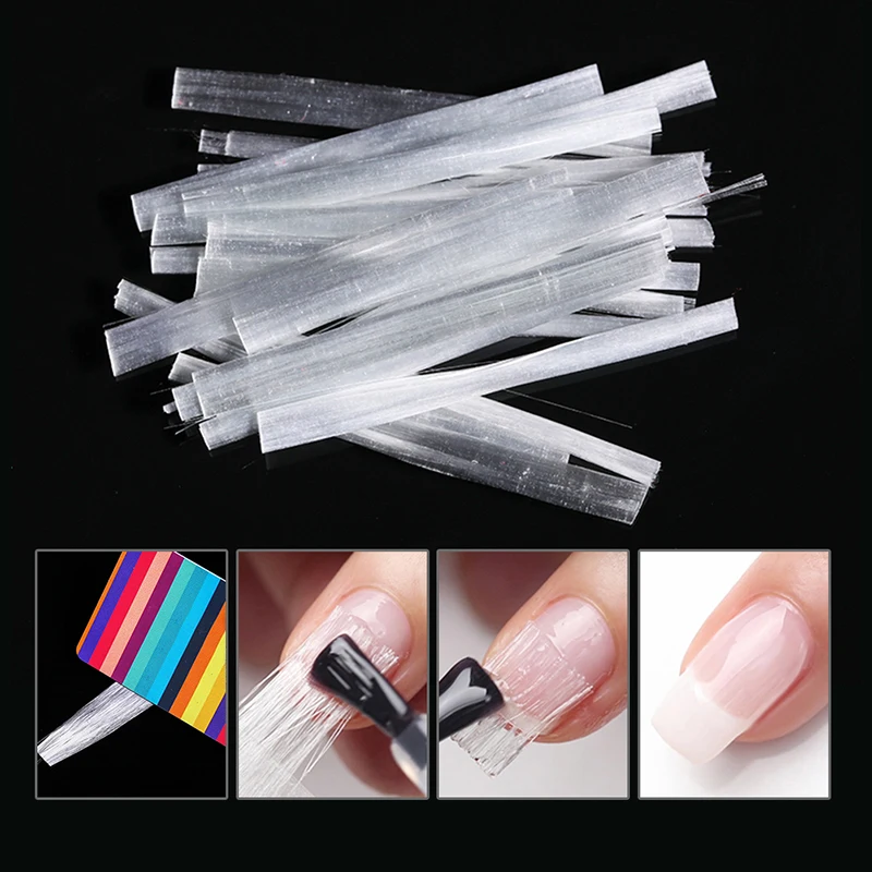 

20Pcs/Box Nail Fiberglass 3D Tips for UV Gel Nail Art Quick Extension White Acrylic Professional Nail Tool With Scraper Manicure