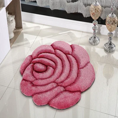 

70*70cm 3D roses mats for bedroom Living Room bedside mat anti-slip Carpets wedding rose rug windows mats Floor Mat free