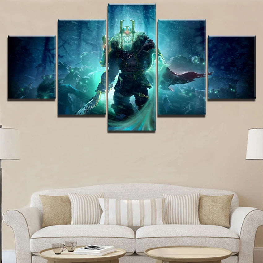 Печать повесить фотографии дома 5 панель DotA 2 Игра настенное искусство креативный