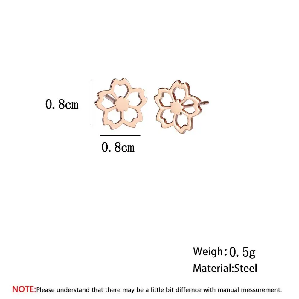 Маленькие серьги Чандлер из нержавеющей стали в виде вишневого цветка для женщин, минималистичные маленькие серьги в виде цветов розового золота Bronics