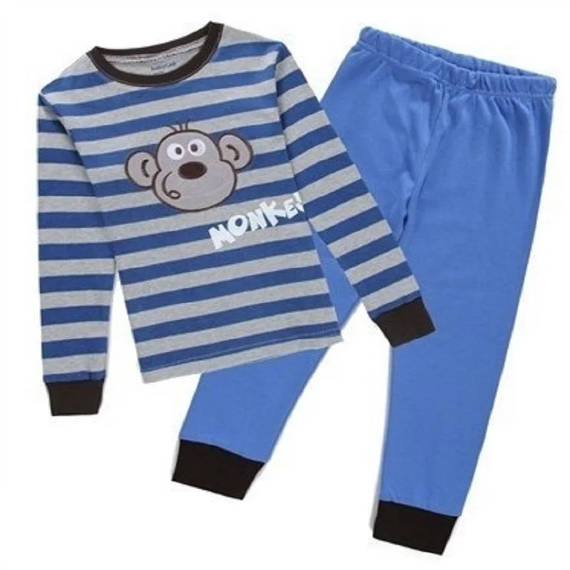 Синяя Детская Пижама с самолетами, комплект одежды милый комплект одежды для сна для маленьких мальчиков, хлопковые футболки, брюки Пижама для маленьких мальчиков, топы, штаны