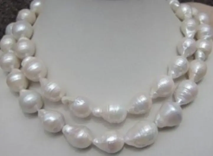 

HUGE 12-18MM NATURAL AAA SOUTH SEA WHITE BAROQUE PEARL NECKLACE 35 INCH a(5.18)