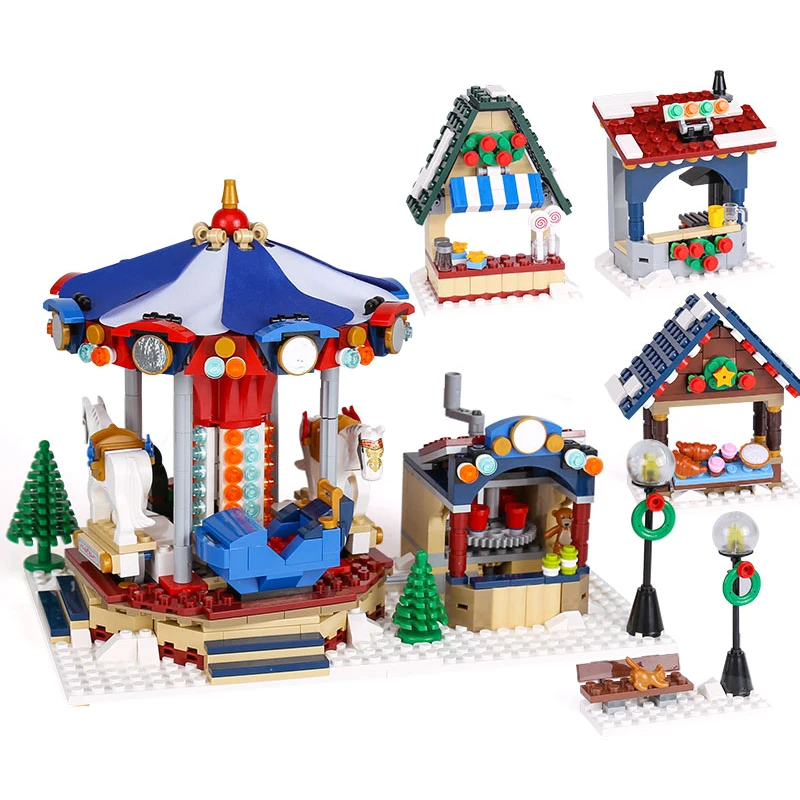 

1412PCS LEPIN 36010 The Winter Village Market Figure Blocks Compatible Legoe Construction Building Toys For Children