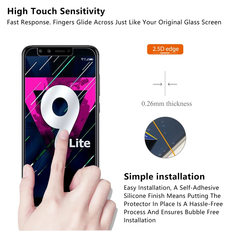 HereCase для 9H закаленное стекло huawei honor 9 8 10 lite Защитная пленка экрана 9lite 8lite