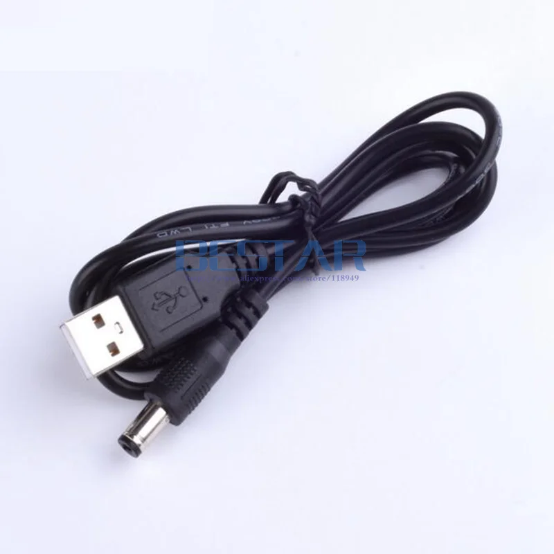 Black DC Power Plug Adapter USB Convert To DC 5.5*2.1 / 5.5*2.1mm 5.5mm x 2.1mm 5.5mm/2.1mm Jack charging power Cable 1M 3FT