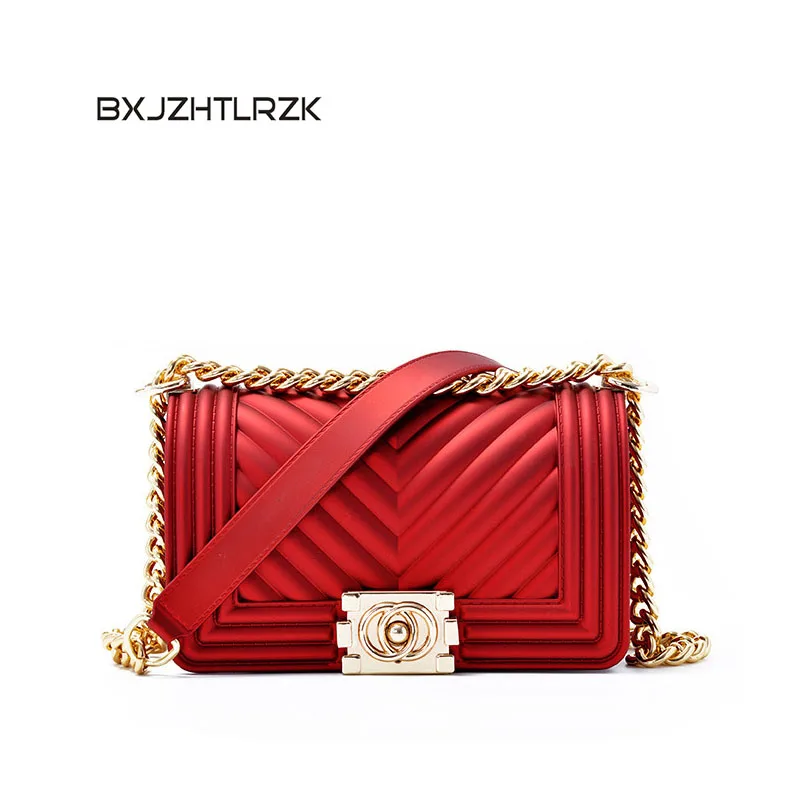 

BXJZHTLRZK West Candy Color Matte Frosted Chain Bag Folding Party Bag for Girl XK014
